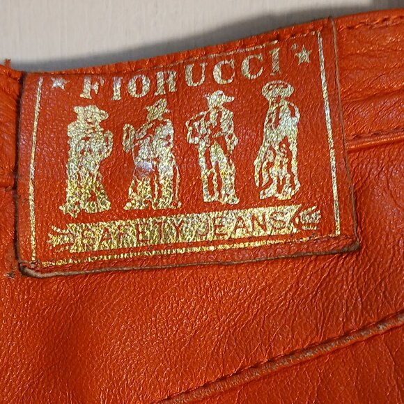 Fiorucci 1980 Vintage Red Leather Fringe Safety Jeans * Edgy Western  * Sz 28 - Picture 5 of 14